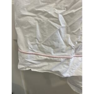 Hotel Collection Flat King Sheet White 100% Cotton W Pink Trim Detail